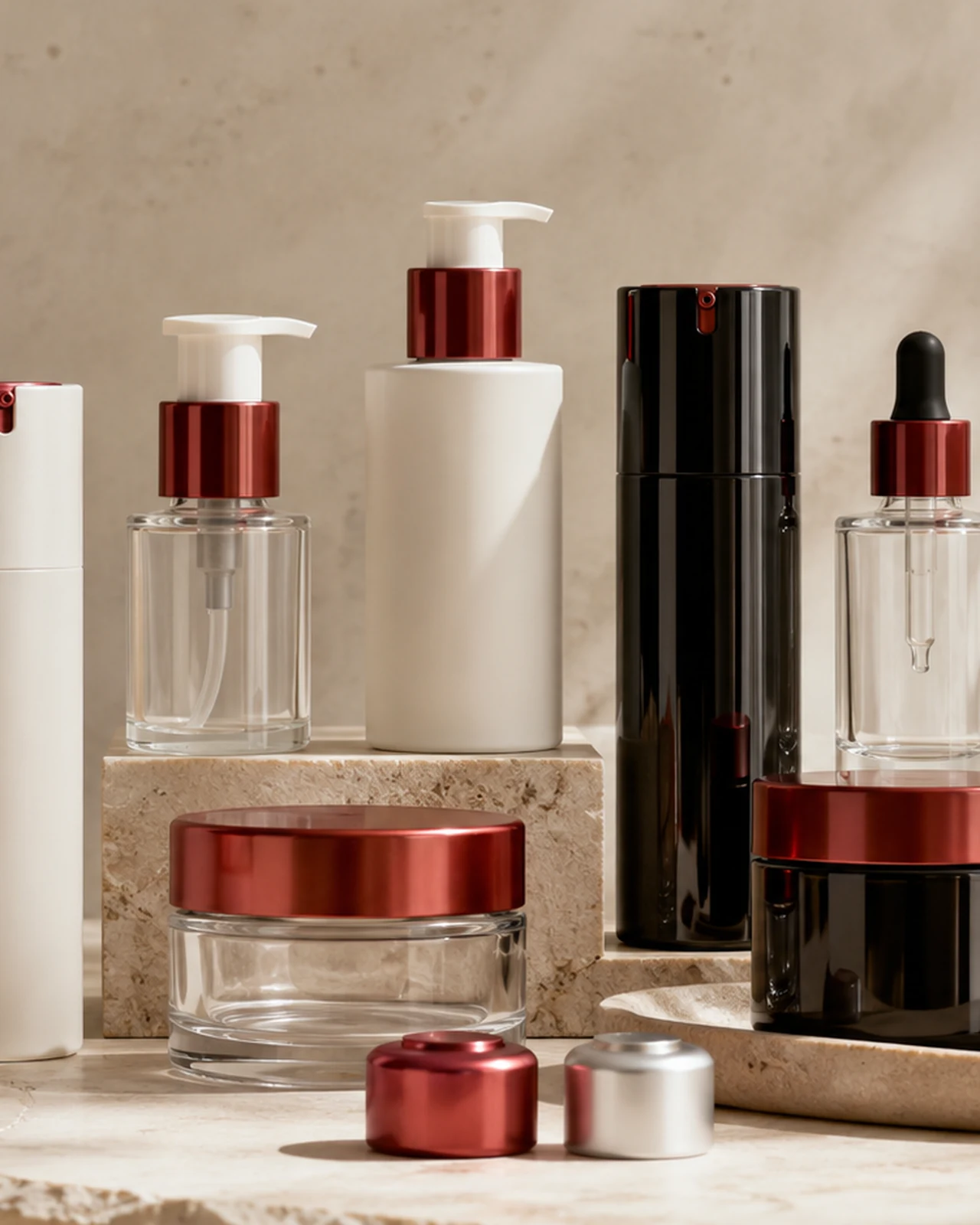 Selected cosmetic packaging formats in Premiumpack LTD brand colours