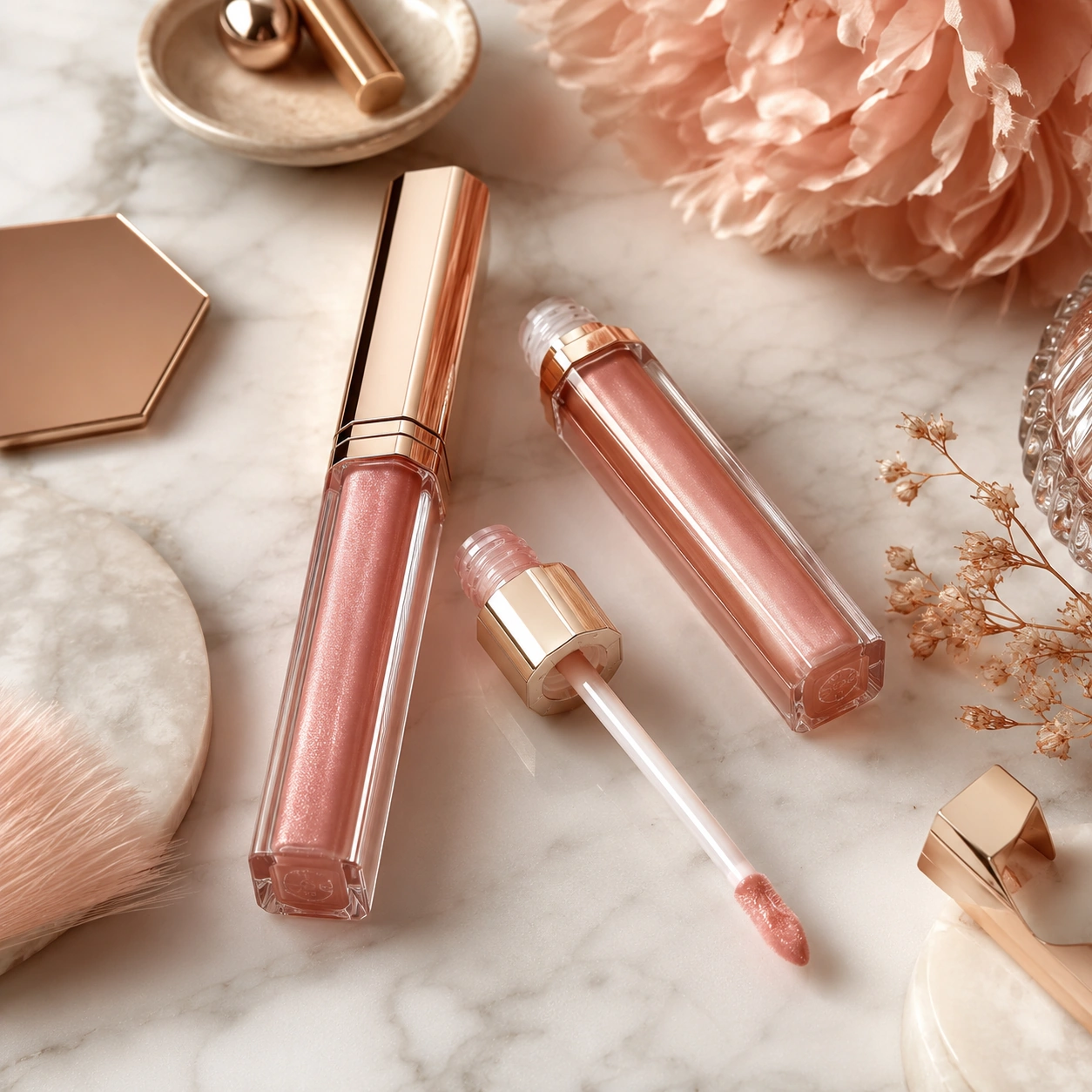 Premium lip gloss packaging and applicator components